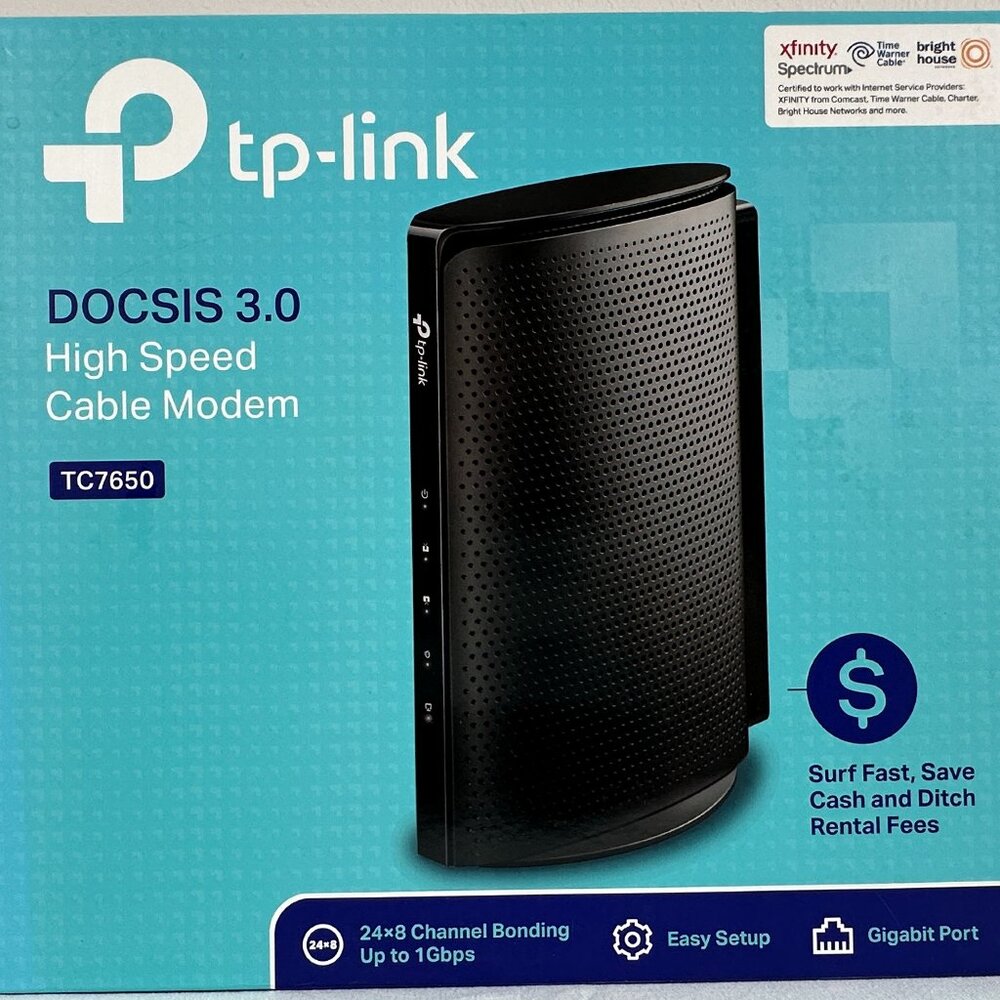 TP-Link TC7650 DOCSIS 3.0 High Speed Internet Broadband Cable Modem 24x8 Gigabit